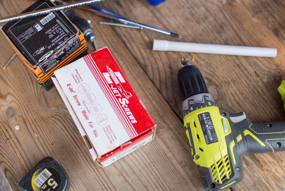 tools screws drill tape measure